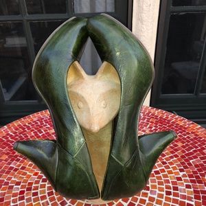 EUROPEA Green Leather Pump w Lifted Toe